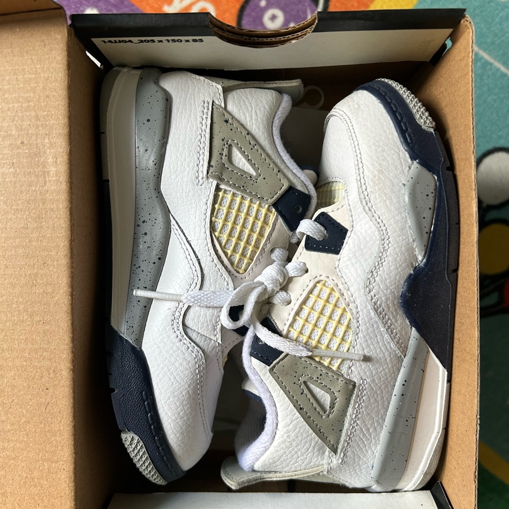 Kids White and Navy Sneakers